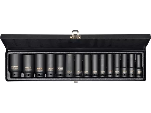 YATO Hosszú gépi dugókulcs készlet pneumatikus ütvecsavarozóhoz 1/2”, 10–32 mm, CrMo, 15 részes (YT-1055)