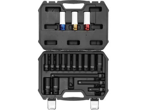 YATO 1/2" Levegős gépi dugókulcs készlet, 18 db-os, 1/2" (YT-10566)