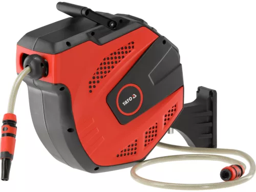 YATO Automata kerti locsolótömlő dob 15 m, 1/2” fali tömlődob auto stop rendszerrel (YT-24258)