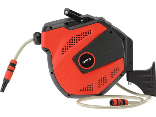 YATO Automata kerti locsolótömlő dob 15 m, 1/2” fali tömlődob auto stop rendszerrel (YT-24258)