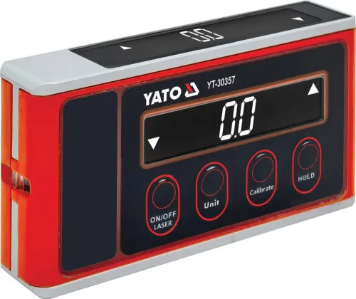 YATO Digitális zsebvízmérték lézerrel, 0–90°, 20 m, mágneses talppal (YT-30357)