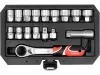 YATO NYITOTT DUGÓKULCS KÉSZLET 17 RÉSZES 3/8", 1/2" SPLINE (YT-38653)