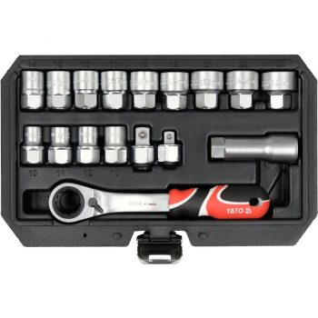   YATO NYITOTT DUGÓKULCS KÉSZLET 17 RÉSZES 3/8", 1/2" SPLINE (YT-38653)