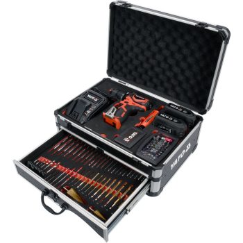   YATO Akkus ütvefúró-csavarozó 18 V Li-ion szénkefe nélküli + 126 részes tartozék készlet - 2 x 2Ah akku + töltő (YT-44250)