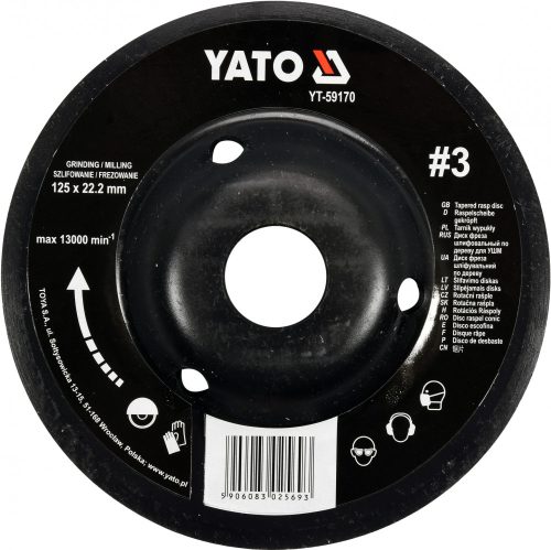 YATO Kúpos Ráspolykorong közepes #3 125mm (YT-59170)