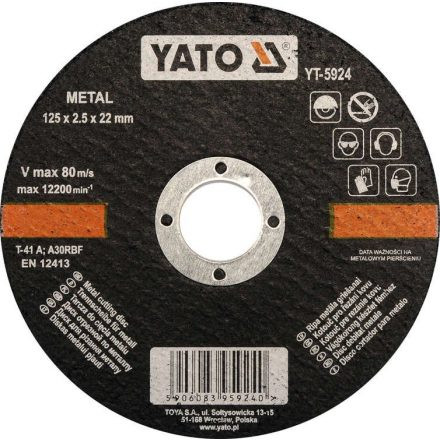 YATO Vágókorong fémre 125 x 2,5 x 22 mm (YT-5924)