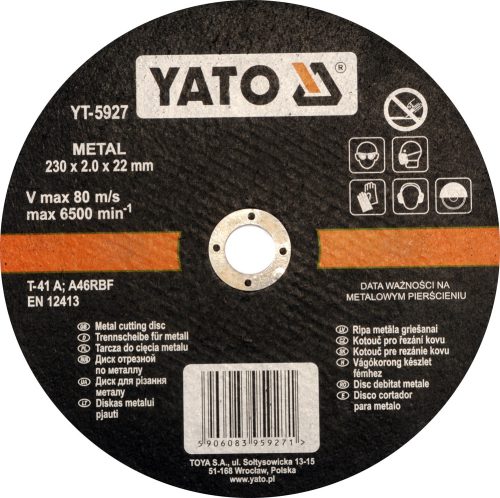 YATO Vágókorong fémre 230x2,0x22~ (YT-5927)