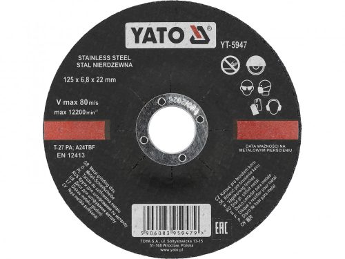 YATO Fém csiszolótárcsa 125x6,8 (YT-5947)