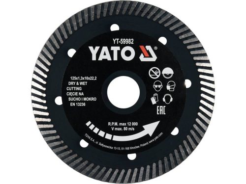 YATO Gyémánt vágótárcsa 125 mm turbó csempékhez (YT-59982)