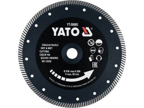 YATO Gyémánt vágótárcsa 230 mm turbó csempékhez (YT-59985)