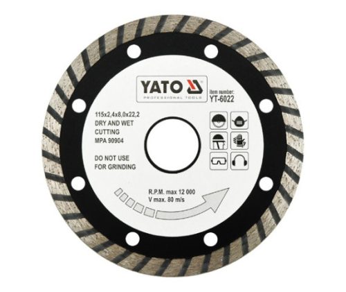 YATO Gyémánt vágótárcsa 115 mm turbo (YT-6022)