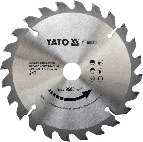 YATO Fűrésztárcsa folytonos 160/24T/20mm (YT-60480)