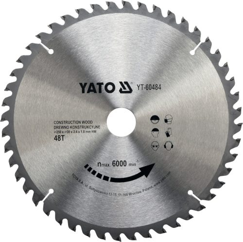 YATO Fűrésztárcsa folytonos 250/48T/30mm (YT-60484)