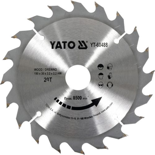 YATO Fűrésztárcsa fához 190/20T/30mm (YT-60488)