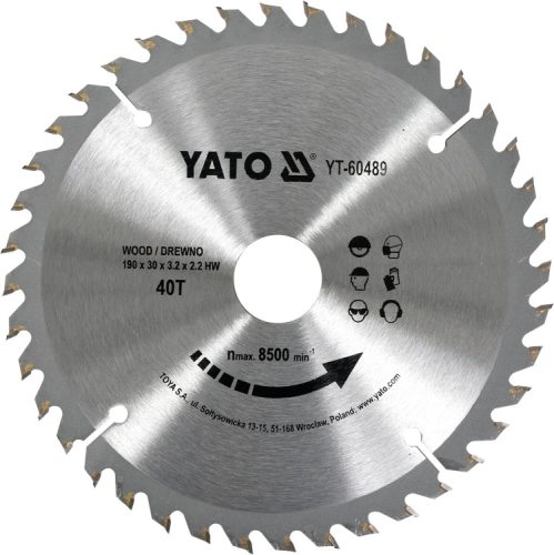 YATO Fűrésztárcsa fához 190/40T/30mm (YT-60489)