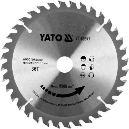 YATO Fűrésztárcsa fához 160 x 20 x 1,5 mm / 36T (YT-60577)