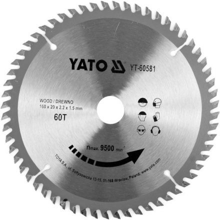 YATO Fűrésztárcsa fához 160 x 20 mm 60T (YT-60581)