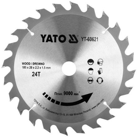 YATO Fűrésztárcsa fához 185 x 20 x 1,5 mm / 24T (YT-60621)