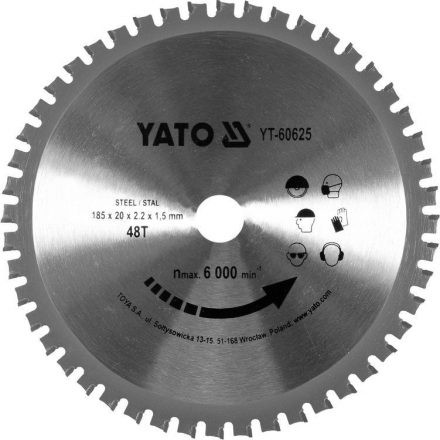 YATO Fűrésztárcsa fémhez 185 x 20 x x 1,5 mm / 48T (YT-60625)