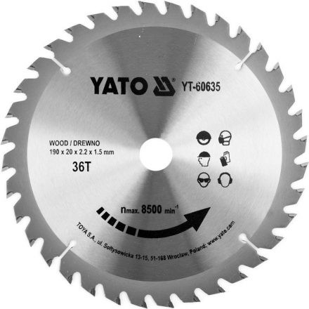 YATO Fűrésztárcsa fához 190 x 20 mm 36T (YT-60635)