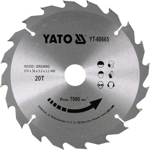 YATO Fűrésztárcsa fához 210x30mm 20T (YT-60665)