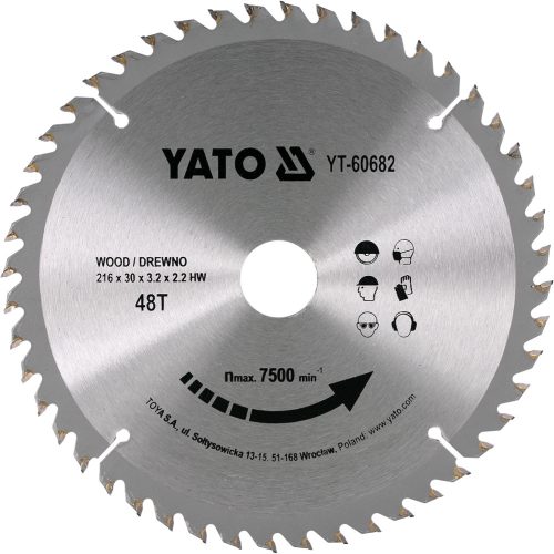 YATO Fűrésztárcsa fához 216/48/30 (YT-60682)