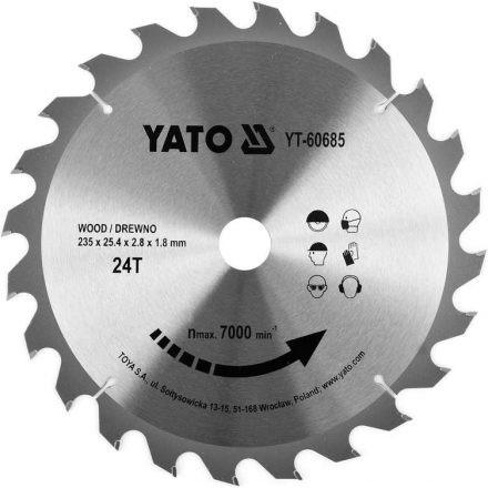 YATO Fűrésztárcsa fához 235 x 25,4 x 1,8 mm / 24T (YT-60685)