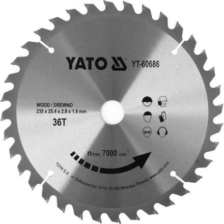 YATO Fűrésztárcsa fához 235 x 25,4 x 1,8 mm / 36T (YT-60686)