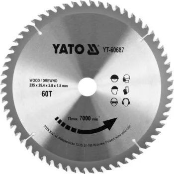   YATO Fűrésztárcsa fához 235 x 25,4 x 1,8 mm / 60T (YT-60687)