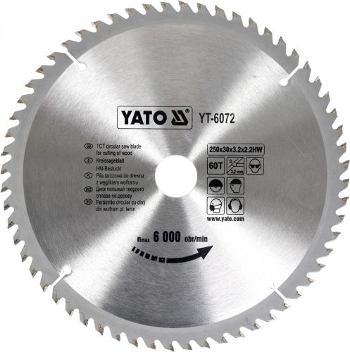 YATO Fűrésztárcsa fához 250/30/60 (YT-6072)