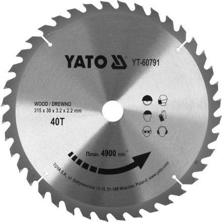 YATO Fűrésztárcsa fához 315 x 30 x 3,2 mm / 40T (YT-60791)