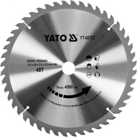 YATO Fűrésztárcsa fához 315x30mm 48T (YT-60792)