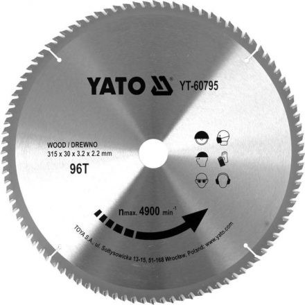 YATO Fűrésztárcsa fához 315 x 30 x 2,2 mm / 96T (YT-60795)