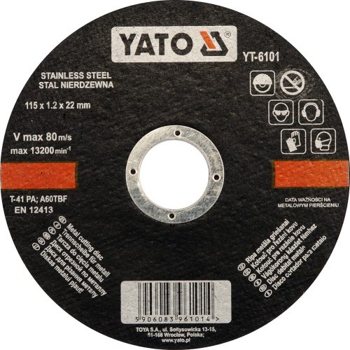 YATO Vágókorong fémre 115x1,2x22 INOX (YT-6101)