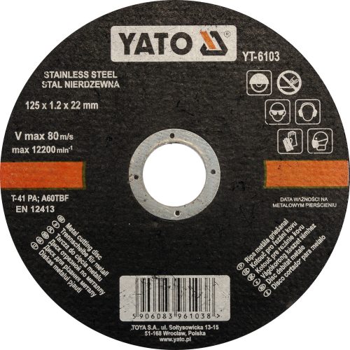 YATO Vágókorong fémre 125x1,2x22 INOX (YT-6103)