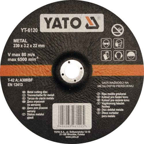 YATO Vágókorong fémre 230x3,2x22 mm (YT-6120)