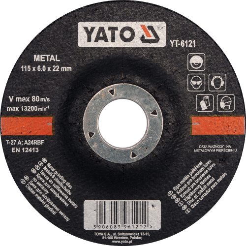 YATO Tisztítókorong fémre 115 x 6,0 x 22,2 mm (YT-6121)