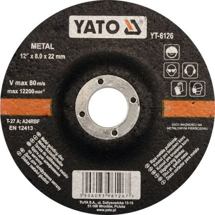 YATO Tisztítókorong fémre 125 x 8,0 x 22,2 mm (YT-6126)