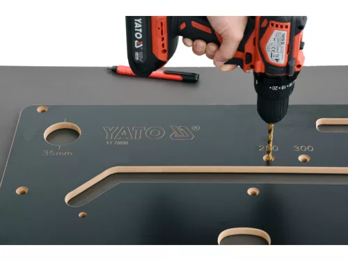 YATO Konyhai munkalap-illesztő marósablon 250–700 mm, 30° / 45° / 67,5° (YT-70890)