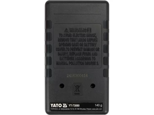 YATO Digitális multiméter 500 V, 5 A DC, 2 MΩ, tranzisztorteszt és folytonosságvizsgálat (YT-73080)