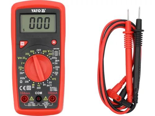 YATO Digitális multiméter 600 V, 10 A DC, 2 MΩ, tranzisztor- és elemteszttel (YT-73081)