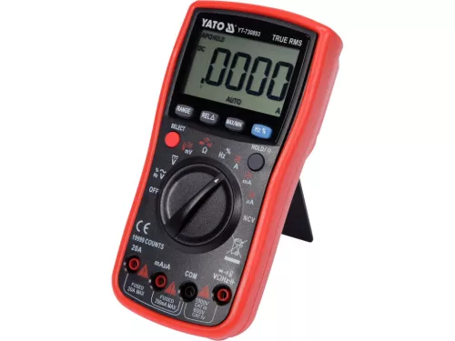 YATO Digitális multiméter True RMS AC/DC, 1000 V, 20 A, NCV, 19 999 kijelzési érték (YT-730893)