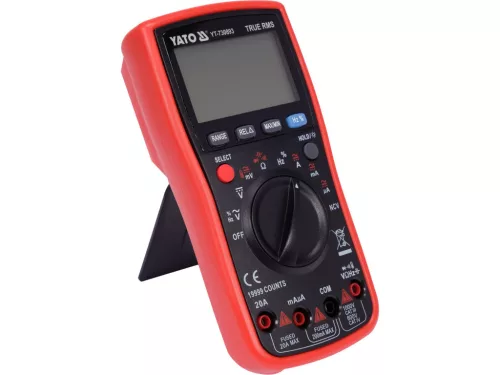 YATO Digitális multiméter True RMS AC/DC, 1000 V, 20 A, NCV, 19 999 kijelzési érték (YT-730893)