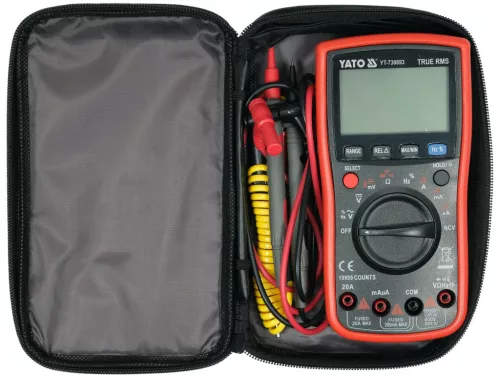 YATO Digitális multiméter True RMS AC/DC, 1000 V, 20 A, NCV, 19 999 kijelzési érték (YT-730893)