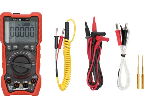 YATO Digitális multiméter True RMS AC/DC, 1000 V, 20 A, NCV, 25 000 kijelzési érték (YT-730895)