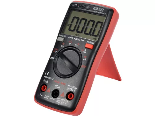 YATO Digitális multiméter True RMS, 1000 V, 10 A, automata méréshatár, négyszögjel-generátor (YT-73089)