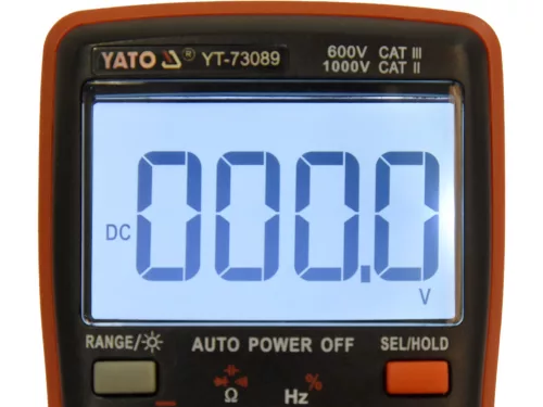 YATO Digitális multiméter True RMS, 1000 V, 10 A, automata méréshatár, négyszögjel-generátor (YT-73089)