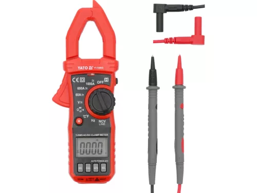 YATO Lakatfogó multiméter True RMS AC/DC, 10 mA–1000 A, 1000 V, NCV, indulóáram-méréssel (YT-730933)