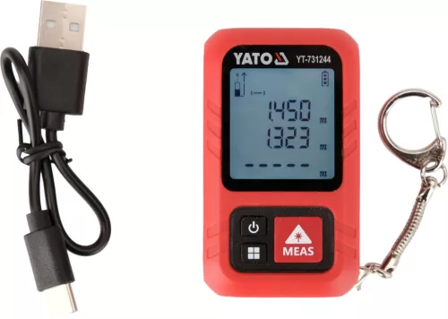 YATO Lézeres távolságmérő 30 m, kulcstartó, 9 mérési mód, IP65 (YT-731244)