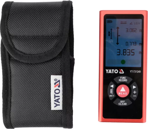 YATO Kétirányú lézeres távolságmérő 2 × 60 m, max. 120 m, színes TFT kijelzővel (YT-731249)